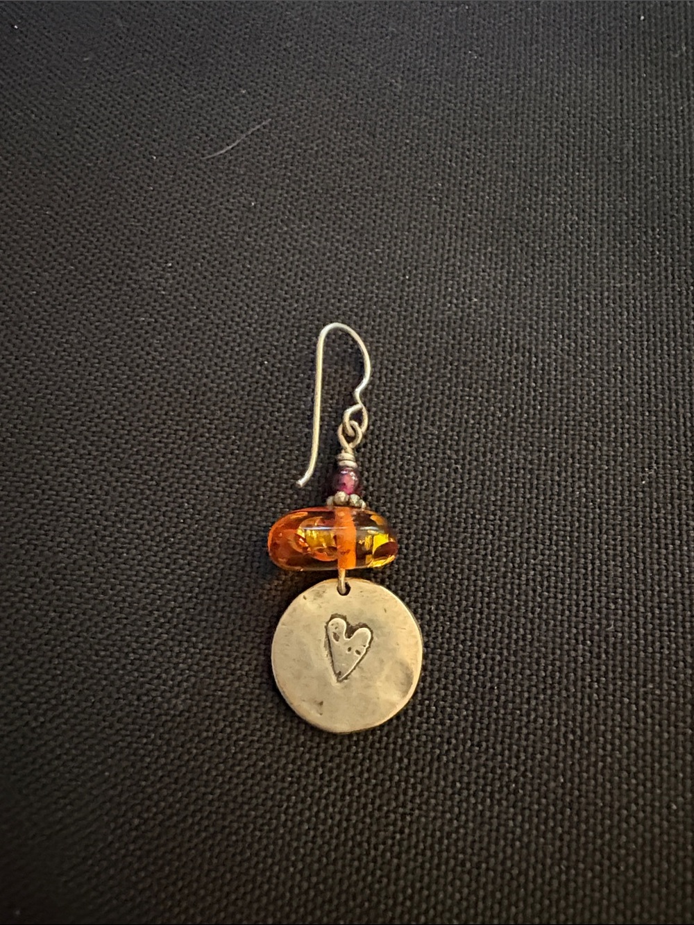 Sterling Silver, Amber anGlass Bead Sun Medallion Dangle Earring - Jess Maharry - Picture 2 of 2